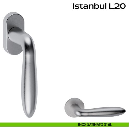 Maniglia in acciaio per finestra DK Istanbul L20 Reguitti Inox - inox satinato 316L