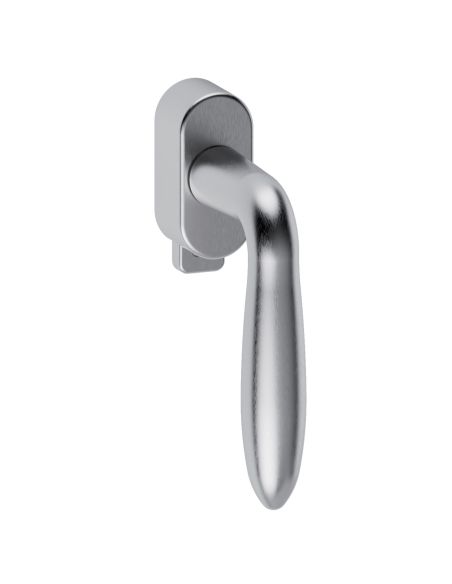 Maniglia in acciaio per finestra DK con pulsante su placca Istanbul L20 Reguitti Inox