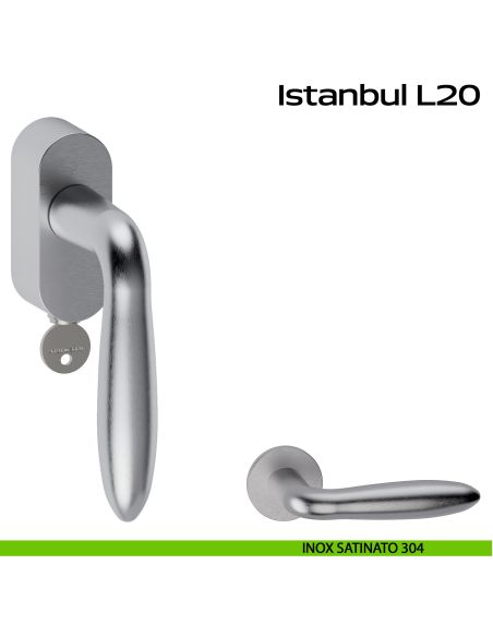 Maniglia in acciaio per finestra DK con funzione TBT Istanbul L20 Reguitti Inox - inox satinato 304