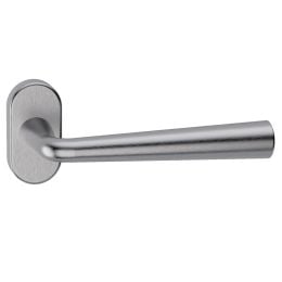 Maniglia in acciaio per porta Mikonos L29 Reguitti Inox rosetta ovale