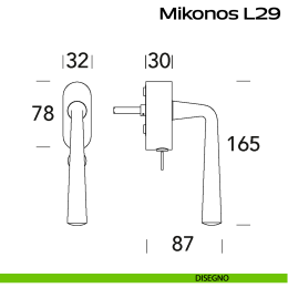 Maniglia in acciaio per finestra DK con chiave Mikonos L29 Reguitti Inox 2