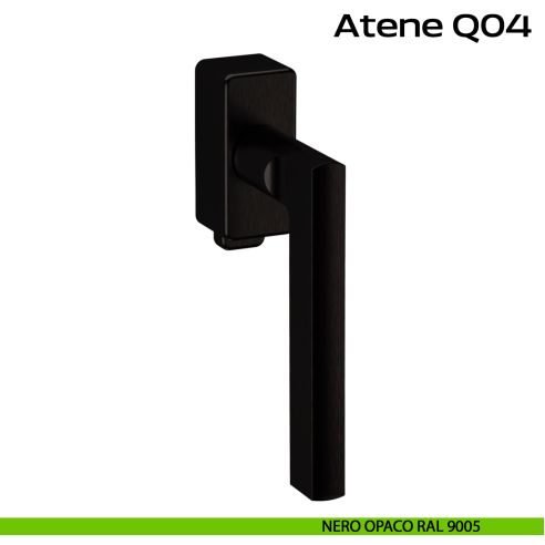 Maniglia in acciaio per finestra DK con pulsante su placca Atene Q04 Reguitti Inox - nero opaco RAL 9005