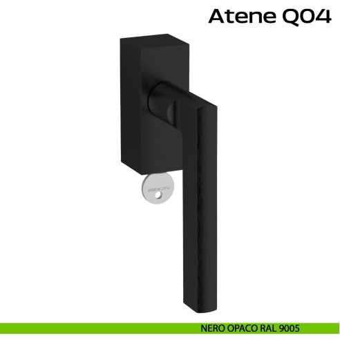 Maniglia in acciaio per finestra DK con chiave Atene Q04 Reguitti Inox -nero opaco RAL 9005