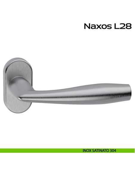 Maniglia in acciaio per porta Naxos L28 Reguitti Inox rosetta ovale - inox satinato 304