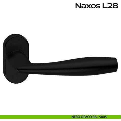Maniglia in acciaio per porta Naxos L28 Reguitti Inox rosetta ovale - nero opaco RAL 9005
