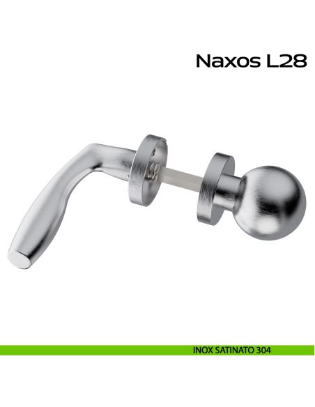 Maniglia in acciaio Naxos L28 e pomolo fisso C59 Reguitti Inox - inox satinato 304