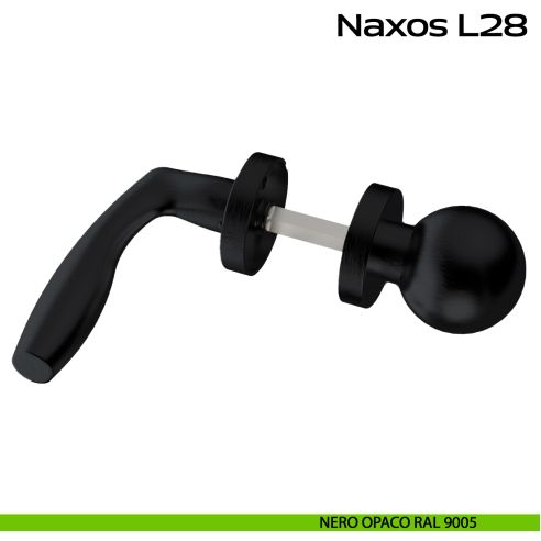 Maniglia in acciaio Naxos L28 e pomolo fisso C59 Reguitti Inox - nero opaco RAL 9005