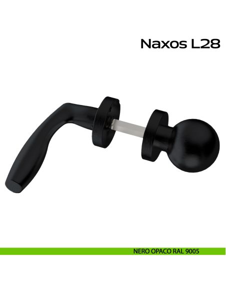 Maniglia in acciaio Naxos L28 e pomolo fisso C59 Reguitti Inox - nero opaco RAL 9005