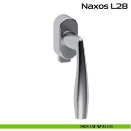 Maniglia in acciaio per finestra DK con pulsante su placca Naxos L28 Reguitti Inox 2