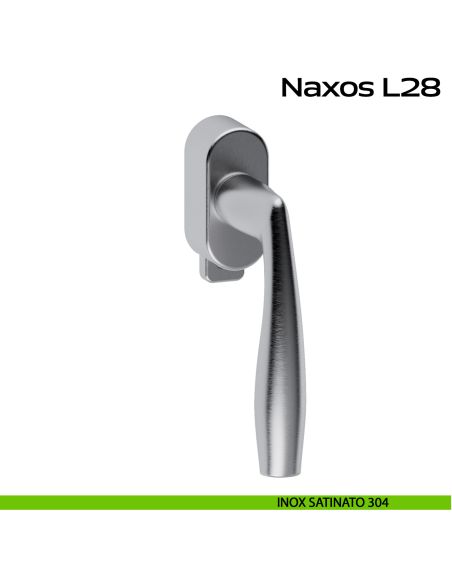 Maniglia in acciaio per finestra DK con pulsante su placca Naxos L28 Reguitti Inox - inox satinato 304