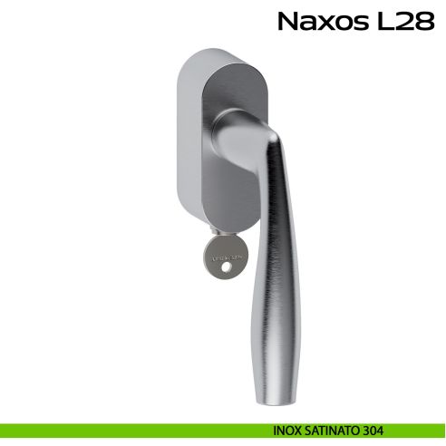 Maniglia in acciaio per finestra DK con chiave Naxos L28 Reguitti Inox - inox satinato 304