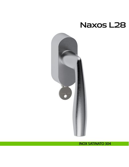 Maniglia in acciaio per finestra DK con funzione TBT Naxos L28 Reguitti Inox - inox satinato 304