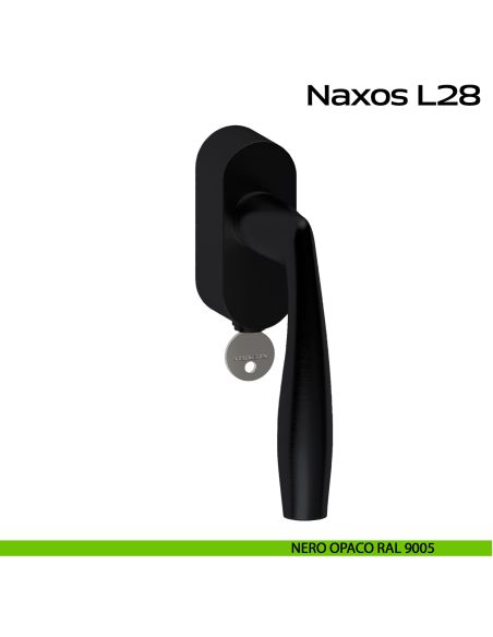 Maniglia in acciaio per finestra DK con funzione TBT Naxos L28 Reguitti Inox - nero opaco RAL 9005