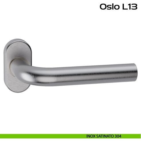 Maniglia in acciaio per porta Oslo L13 Reguitti Inox rosetta ovale - inox satinato 304