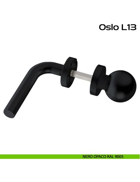 Maniglia in acciaio Oslo L13 e pomolo fisso C59 Reguitti Inox - nero