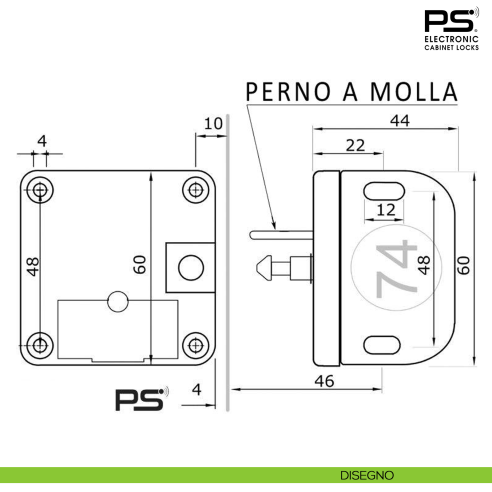 Serratura elettronica per mobile SOLO PS Electronic con tecnologia RFID 125 kHz SOLO.PLUS.SET.74 - disegno