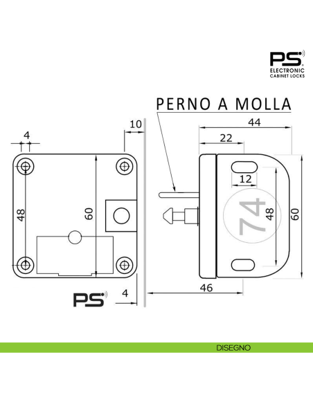 Serratura elettronica per mobile SOLO PS Electronic con tecnologia RFID 125 kHz SOLO.PLUS.SET.74 - disegno