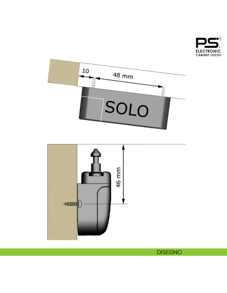 Serratura elettronica per mobile SOLO PS Electronic con tecnologia RFID 125 kHz SOLO.PLUS.SET.74 - disegno