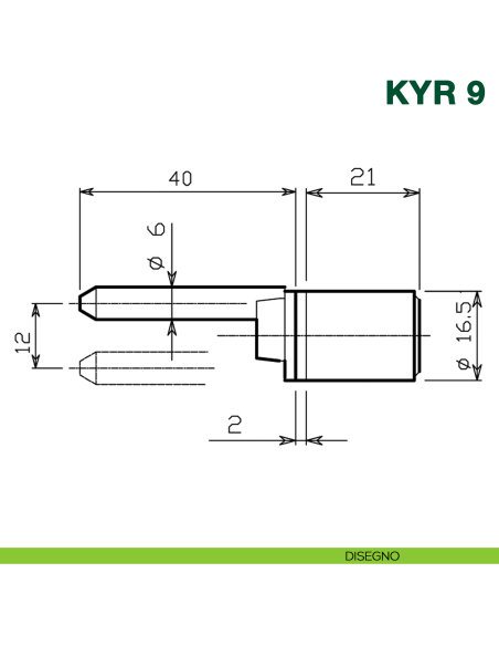 Serratura per cassetti multipli con cilindro KYR Securital diametro 16,5 mm versione orizzontale KYR 9H16 - disegno