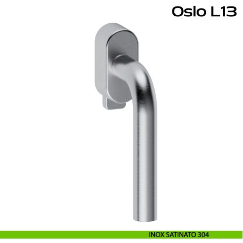 Maniglia in acciaio per finestra DK con pulsante su placca Oslo L13 Reguitti Inox - inox satinato 304