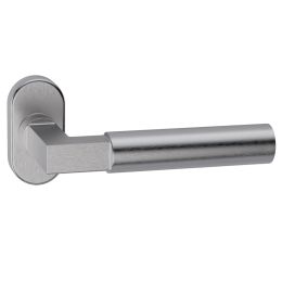 Maniglia in acciaio per porta Ottawa L19 Reguitti Inox rosetta ovale