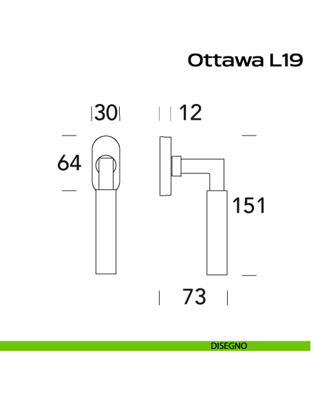 Maniglia in acciaio per finestra DK Ottawa L19 Reguitti Inox disegno