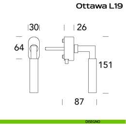 Maniglia in acciaio per finestra DK con pulsante su placca Ottawa L19 Reguitti Inox 2