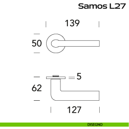 Maniglia in acciaio per porta Samos L27 Reguitti Inox 2