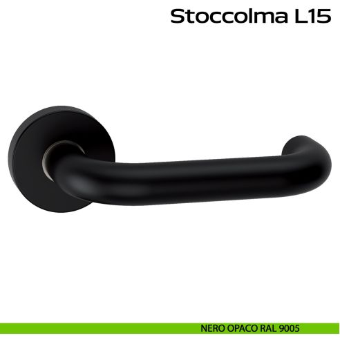 Maniglia in acciaio per porta Stoccolma L15 Reguitti Inox - nero opaco RAL 9005