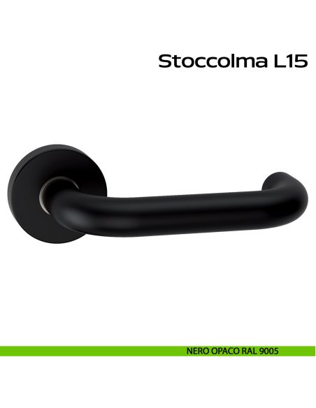 Maniglia in acciaio per porta Stoccolma L15 Reguitti Inox - nero opaco RAL 9005