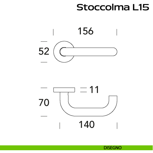 Maniglia in acciaio per porta Stoccolma L15 Reguitti Inox - disegno