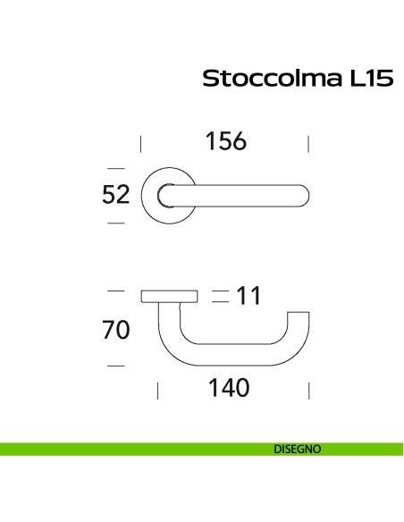 Maniglia in acciaio per porta Stoccolma L15 Reguitti Inox - disegno
