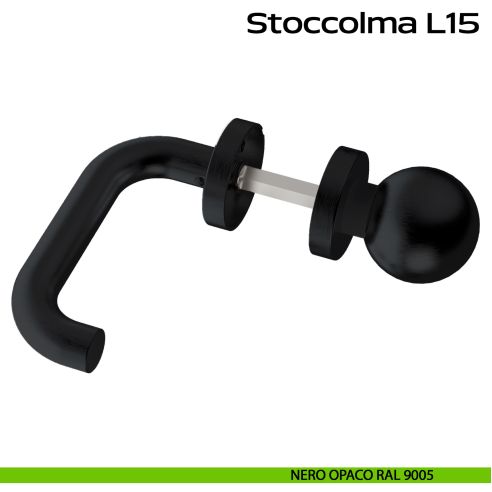 Maniglia in acciaio Stoccolma L15 e pomolo fisso C59 Reguitti Inox - nero opaco RAL 9005