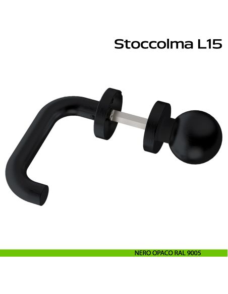 Maniglia in acciaio Stoccolma L15 e pomolo fisso C59 Reguitti Inox - nero opaco RAL 9005