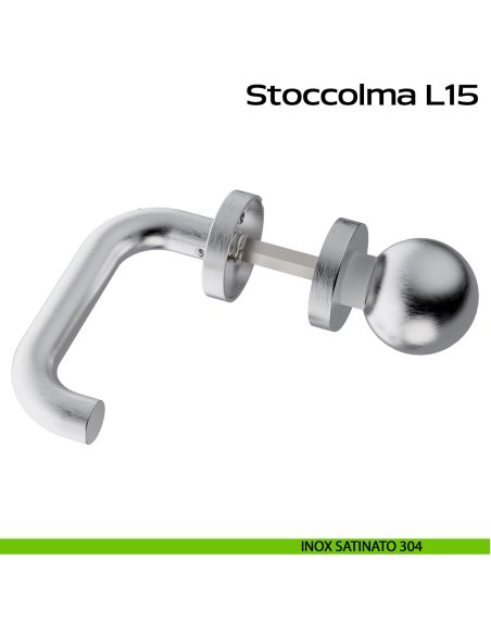 Maniglia in acciaio Stoccolma L15 e pomolo fisso C59 Reguitti Inox - inox satinato 304