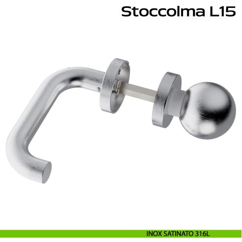 Maniglia in acciaio Stoccolma L15 e pomolo fisso C59 Reguitti Inox - inox satinato 316L