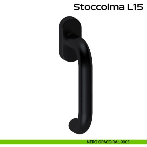 Maniglia in acciaio per finestra DK Stoccolma L15 Reguitti Inox con quadro regolabile - nero opaco RAL 9005
