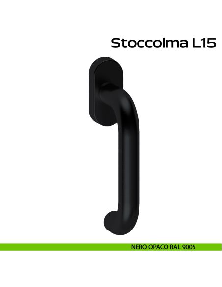 Maniglia in acciaio per finestra DK Stoccolma L15 Reguitti Inox con quadro regolabile - nero opaco RAL 9005