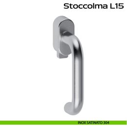 Maniglia in acciaio per finestra DK con pulsante su placca Stoccolma L15 Reguitti Inox 2