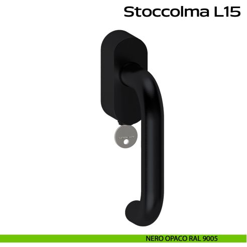 Maniglia in acciaio per finestra DK con funzione TBT Stoccolma L15 Reguitti Inox - nero opaco RAL 9005