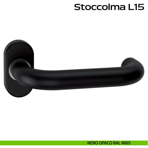 Maniglia in acciaio per porta Stoccolma Oval L15 Reguitti Inox - nero opaco RAL 9005
