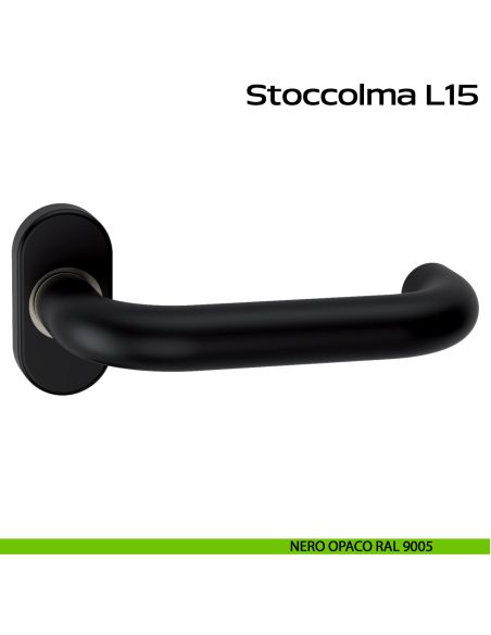Maniglia in acciaio per porta Stoccolma Oval L15 Reguitti Inox - nero opaco RAL 9005