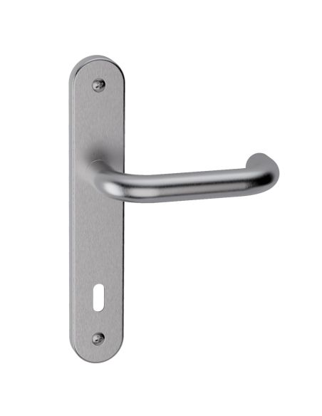 Maniglia in acciaio per porta Stoccolma Oval L15 Reguitti Inox con placca foro patent
