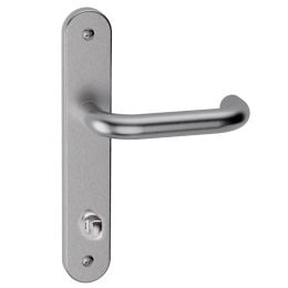 Maniglia in acciaio per porta con nottolino Stoccolma Oval L15 Reguitti Inox con placca