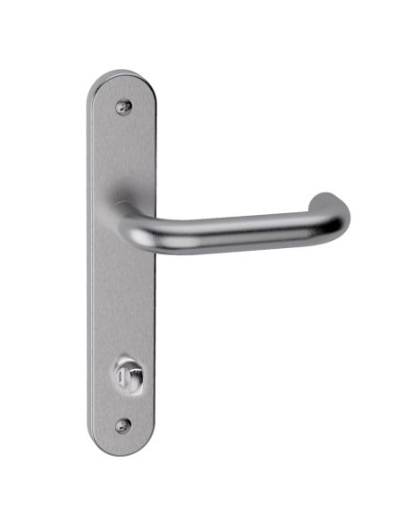 Maniglia in acciaio per porta con nottolino Stoccolma Oval L15 Reguitti Inox con placca