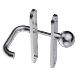 Maniglia in acciaio Stoccolma Oval L15 e pomolo fisso 059 foro yale Reguitti Inox con placca