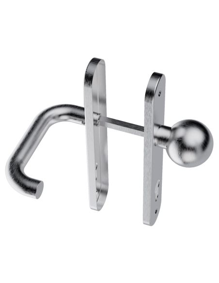 Maniglia in acciaio Stoccolma Oval L15 e pomolo fisso 059 foro yale Reguitti Inox con placca
