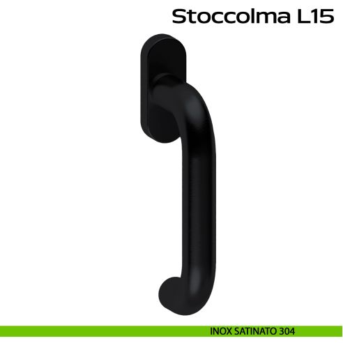 Maniglia in acciaio per finestra DK Stoccolma Oval L15 Reguitti Inox - nero opaco RAL 9005
