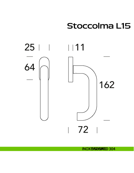 Maniglia in acciaio per finestra DK Stoccolma Oval L15 Reguitti Inox disegno