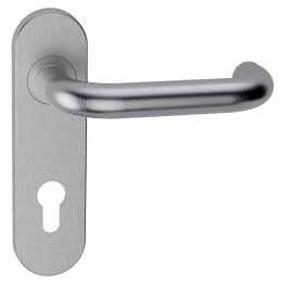 Maniglia in acciaio per porta tagliafuoco Stoccolma L15 Reguitti Inox con placca